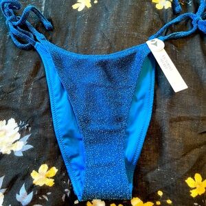 Victoria's Secret Brazilian cut tie bikini bottoms. BNWT. Blue.